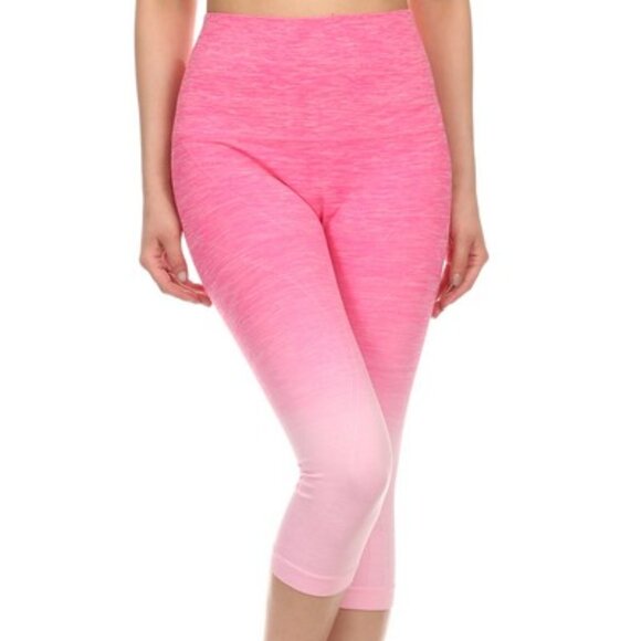NWT Seamless High Waist Yoga Dry-Fit Ombre compression Capri Leggings - Picture 6 of 10